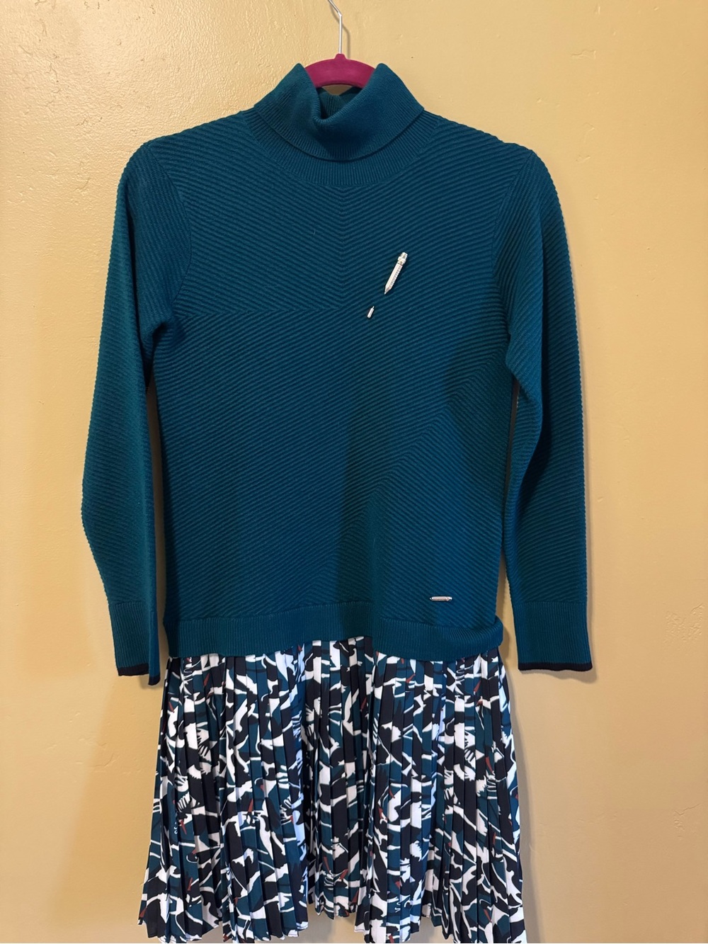 Ted Baker Teal Ribbed Turtleneck Sweater